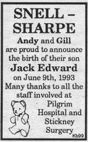 Birth Announcement - Jack Snell