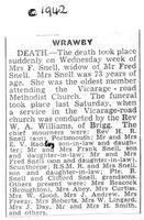 Death of Annie Elizabeth Snell